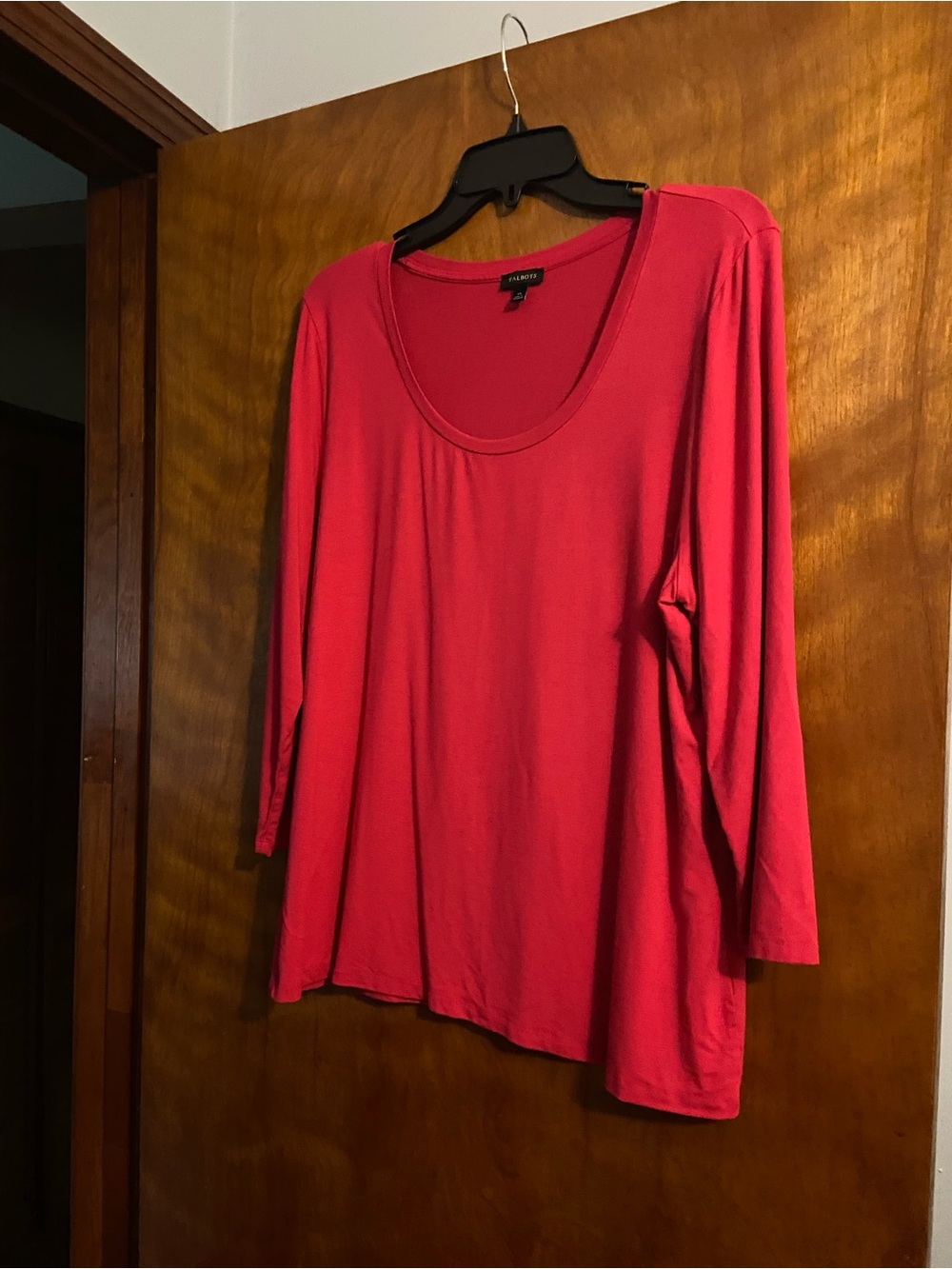 Talbots Bright Red Scoop Neck Long Sleeve Top